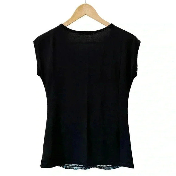 Ricki’s Mixed Media Cap Sleeve Top Black Green Size XS - Picture 14 of 15